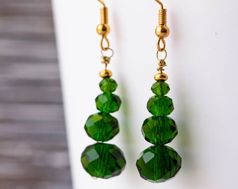 Christmas Tree Earrings | Green and Gold Christmas Trees | Christmas Earrings | Holiday Earrings | Green Tree Earrings