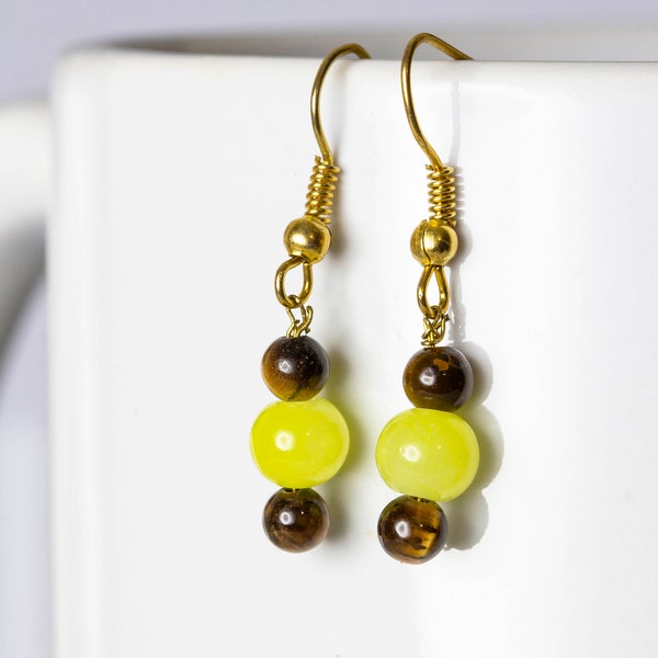 Yellow and Brown Drop Earrings