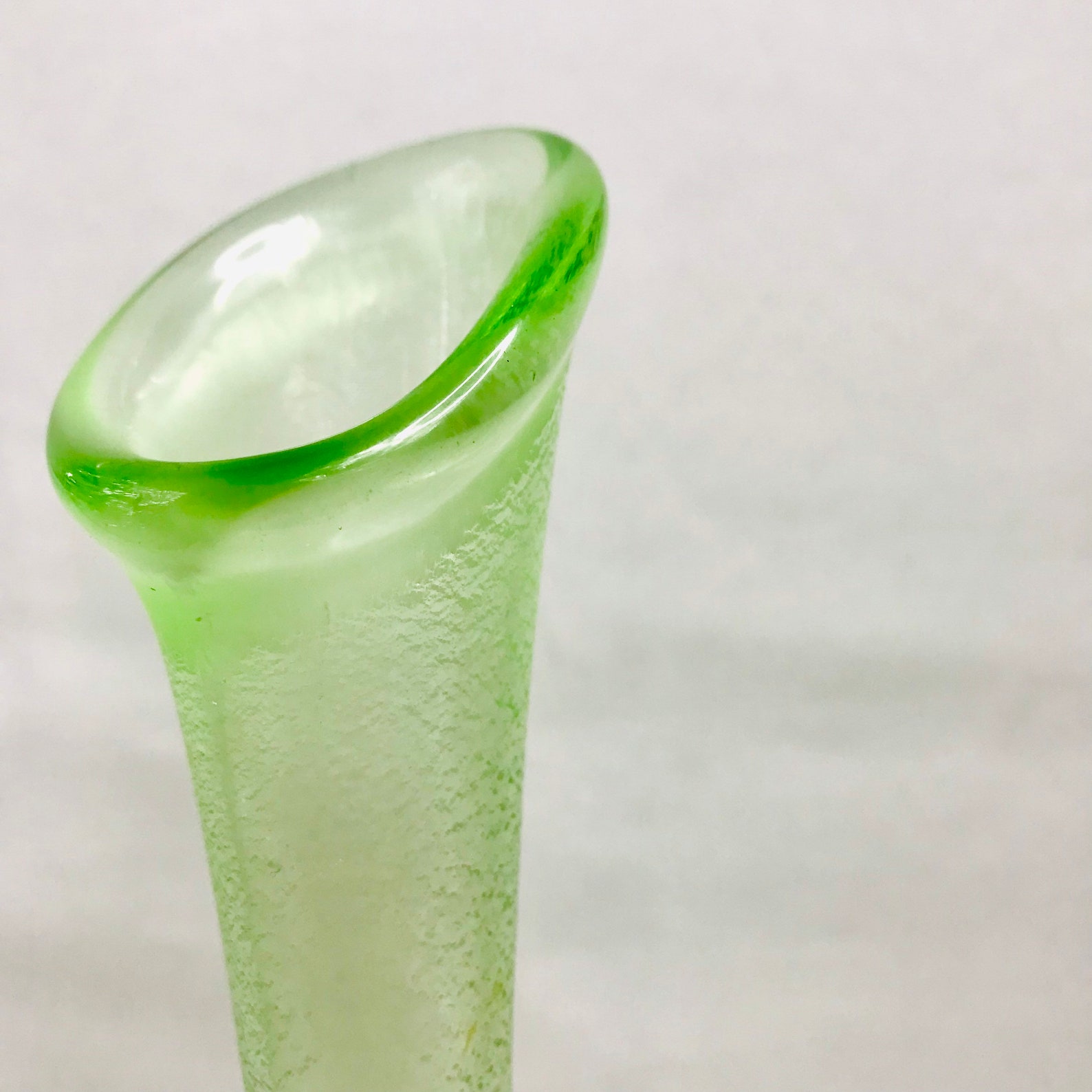 Frosted Uranium Glass Swung Vase w Pedestal Tall 12 Etsy