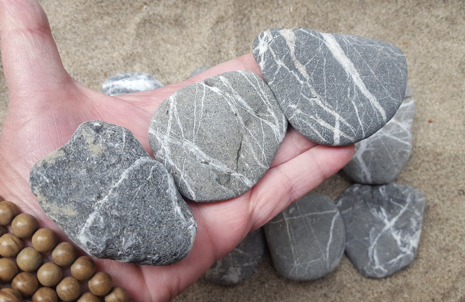 15 Striped Stones Beach Stones Line Stones Black and White Etsy