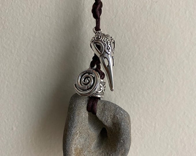 Hag Stone Raven and Spiral Necklace: Protection Amulet - Etsy