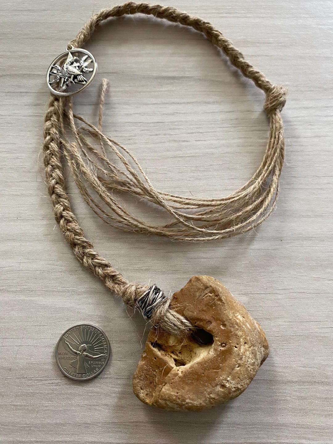 Hag Stone Raven With Pentacle Talisman: Protection Amulet - Etsy