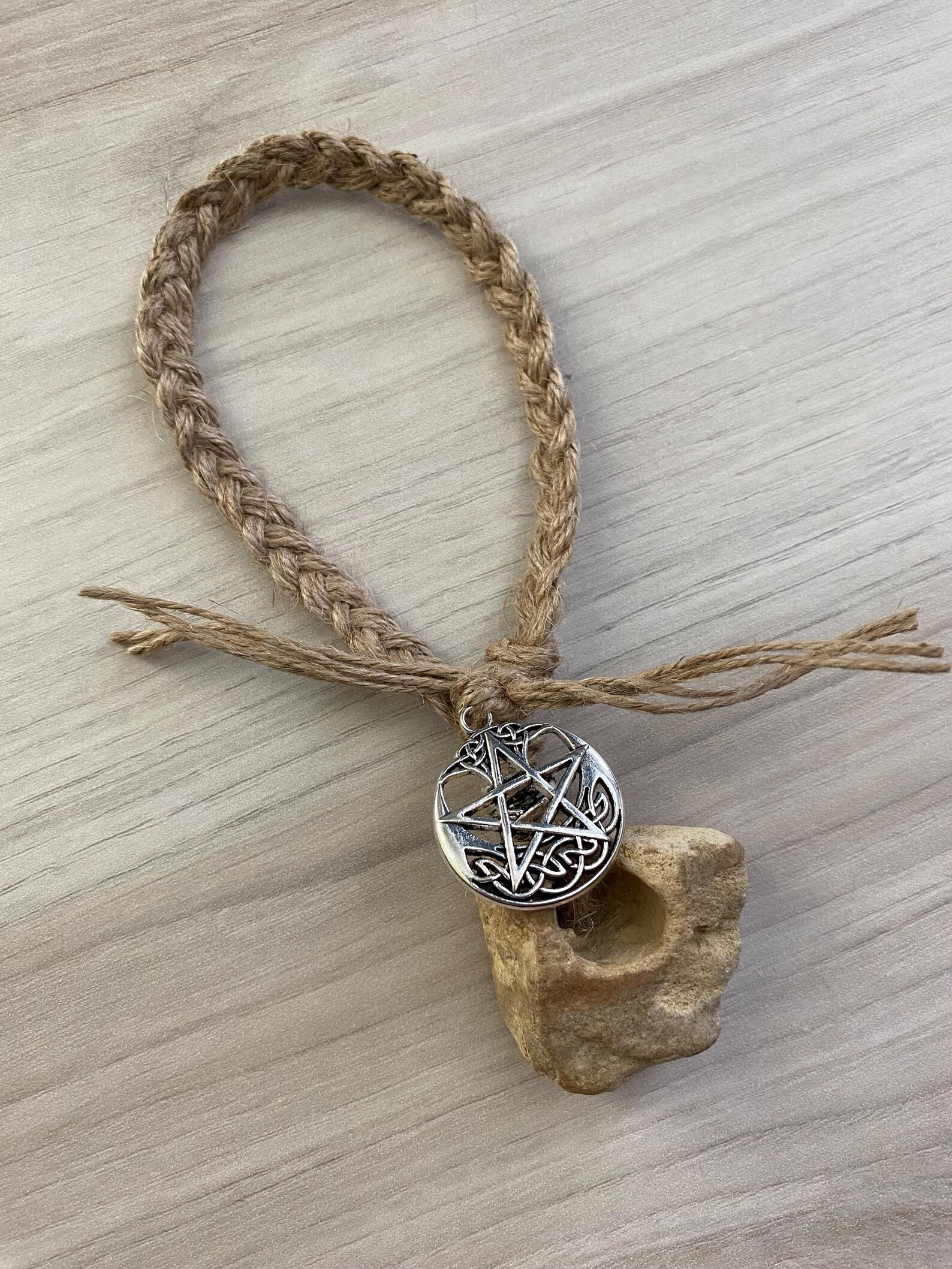 Hag Stone Pentacle Talisman, Protection Amulet, Altar Stone - Etsy