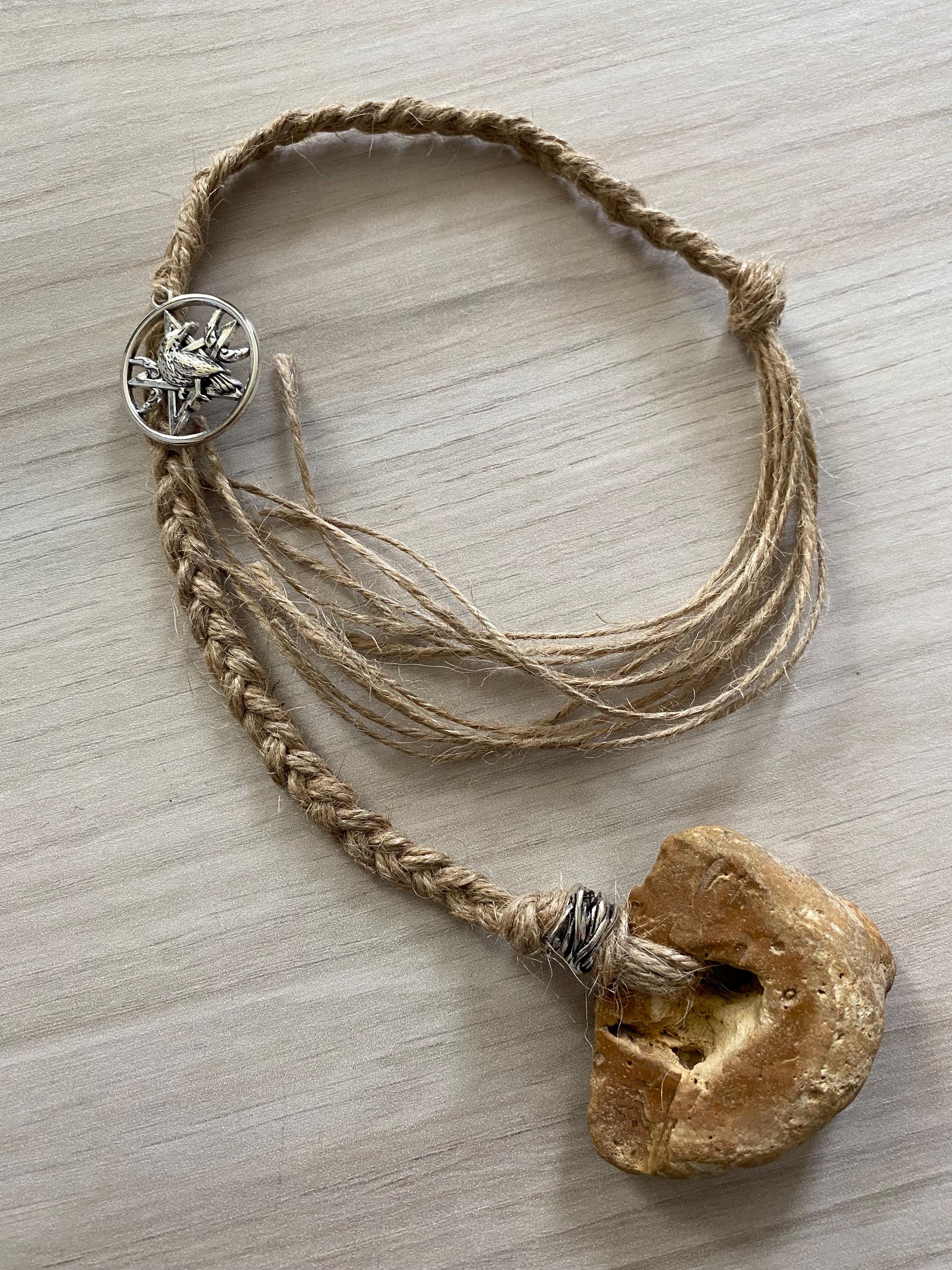Hag Stone Raven With Pentacle Talisman: Protection Amulet - Etsy