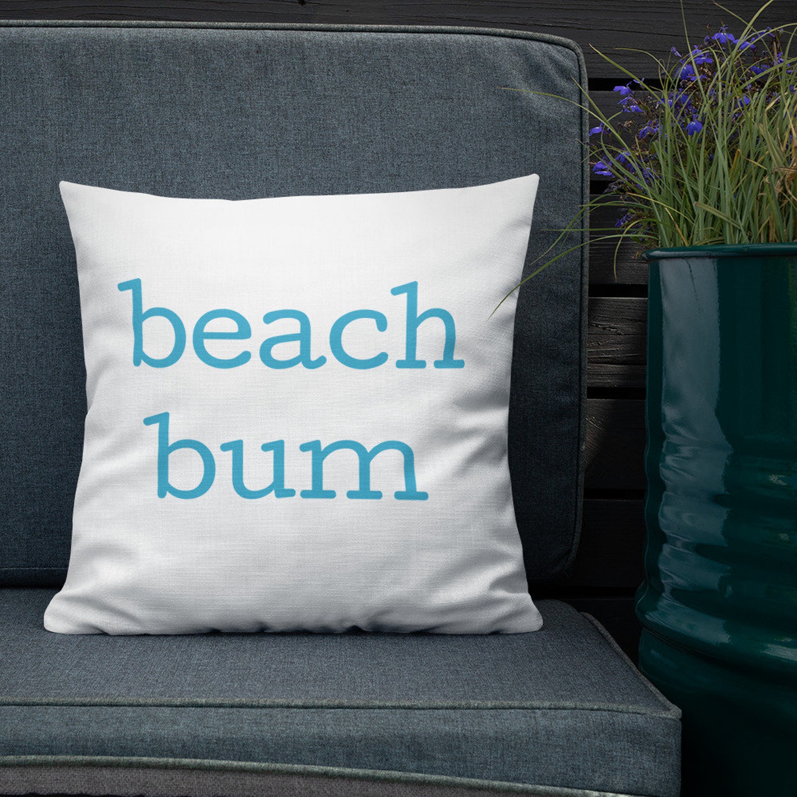 Decorative Beach Throw Pillow BEACH BUM Coastal Pillows Etsy