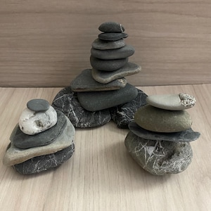 Stone Cairns, 1 lb. 13.7 oz., Zen Gift, Zen Stones, Balancing Stones, Stacking Stones, Meditation Stones, Rock Garden Art, A-65