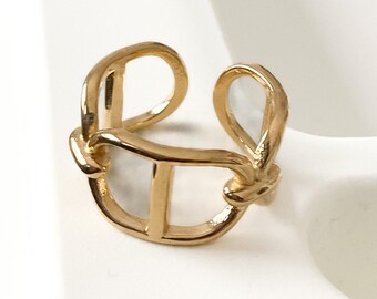 Minimalist statement ring, 14 karat gold ring, adjustable gold ring, luxury statement gold ring, luxury ring, adjustable ring