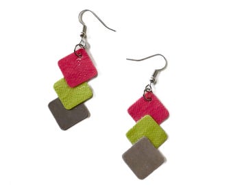 Pendientes geométricos, joyería de los 80, joyería colorida, diseño Memphis, joyería sostenible