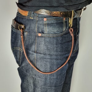 Portemonnaiekette mit Fischhaken, Wallet- Lanyard, Lederkette Geldbeutel, Schlüsselband Leder