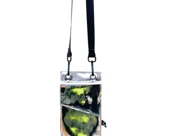 Funda para teléfono con efecto espejo, funda metálica para teléfono, moda Y2K, bolso para festivales, estilo años 80, bolso vegano, moda urbana, bolso con purpurina