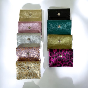 Kleine Geldbörse, Kleiner Geldbeutel, Geschenk für die Mutter, kleines Münzfach, Brieftasche, kleine Handtasche, Geldbörse metallic Leder