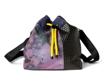 Bolso tipo cubo vegano, bolso de hombro, pieza única hecha a mano, estilo años 80, bolso sostenible, bolso para festivales, bolso de hombro de mezclilla