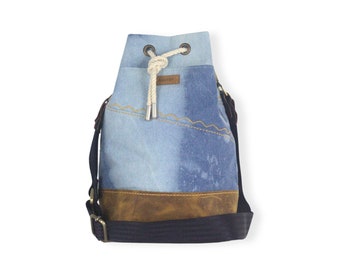 Sac seau tie-dye tendance avec bandoulière, sac jeans, sac tie-dye, pochette, sac seau