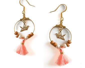 Hoop earrings with pearls, handmade earrings, boho jewelry, gypsy style, festival earrings, gift for her, eye-catching jewelry