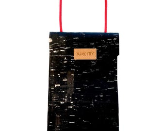 Vegan phone case, phone pouch, cork crossbody phone case, cork phone bag, crossbody bag, asymmetrical bag, glitter bag