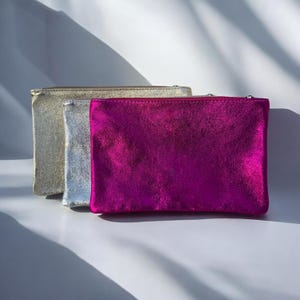 Glitzer Kosmetiktasche, Kosmetiktasche aus Leder, Leder Clutch, Glitzer Etui