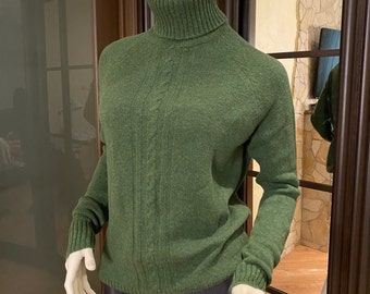 Dark green sweater, Fall clothing, Knitted sweater for women