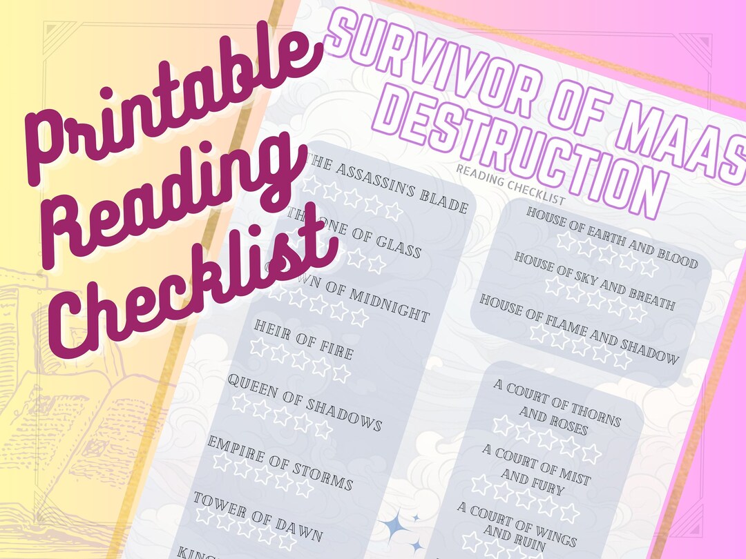 Printable Sarah J Maas Reading Checklist, Bullet Journal, Reading Journal Printable, Digital ...