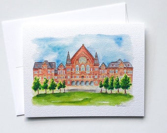 Tarjeta de felicitación en acuarela del Cincinnati Music Hall