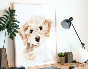 Retrato personalizado de perro, pintura de mascotas en acuarela pintada a mano.