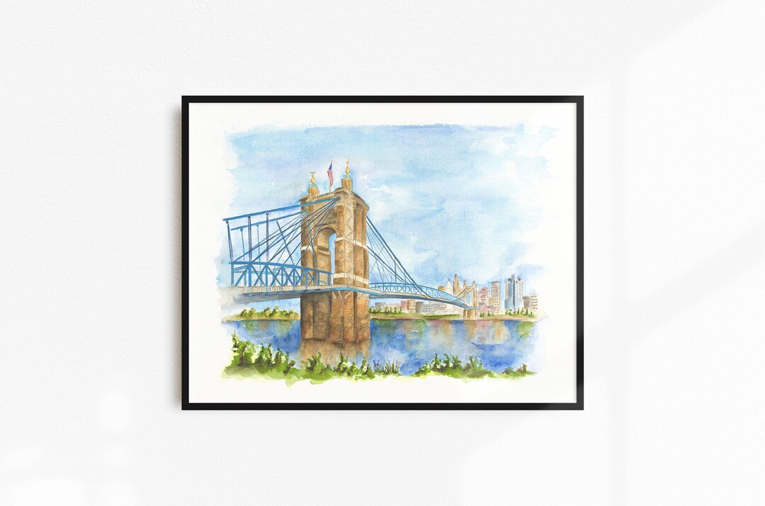 Roebling Suspension Bridge Art Print, Cincinnati Artwork, Cincinnati