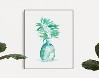 Fern Print, Plant Watercolor Painting, Woodland Art Print, Houseplant Watercolor Painting, Green Kitchen Wall Art, Fern Leaf Painting