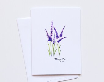 Sympathy Greeting Card, Thinking of You Card, Watercolor Notecards, Floral Stationery, Blank Greeting Card, Greeting Card Set, Lavender Art