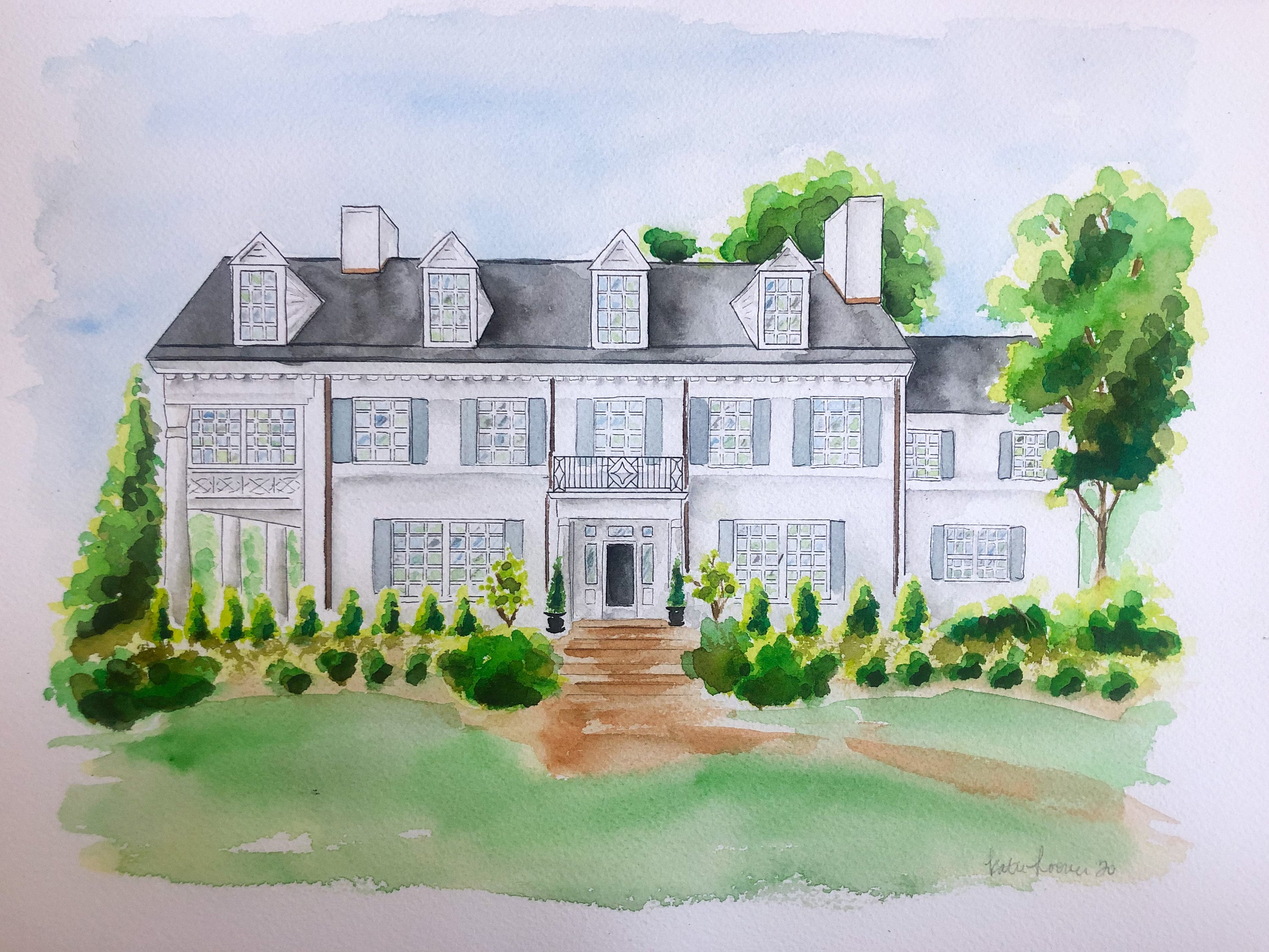 Hand painted house portrait Custom building portrait | Etsy