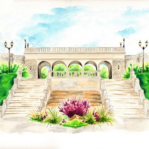 Ault Park Cincinnati Print, Cincinnati Parks artwork, Cincinnati artwork, Wedding Venue Illustration, Cincinnati watercolor wall art