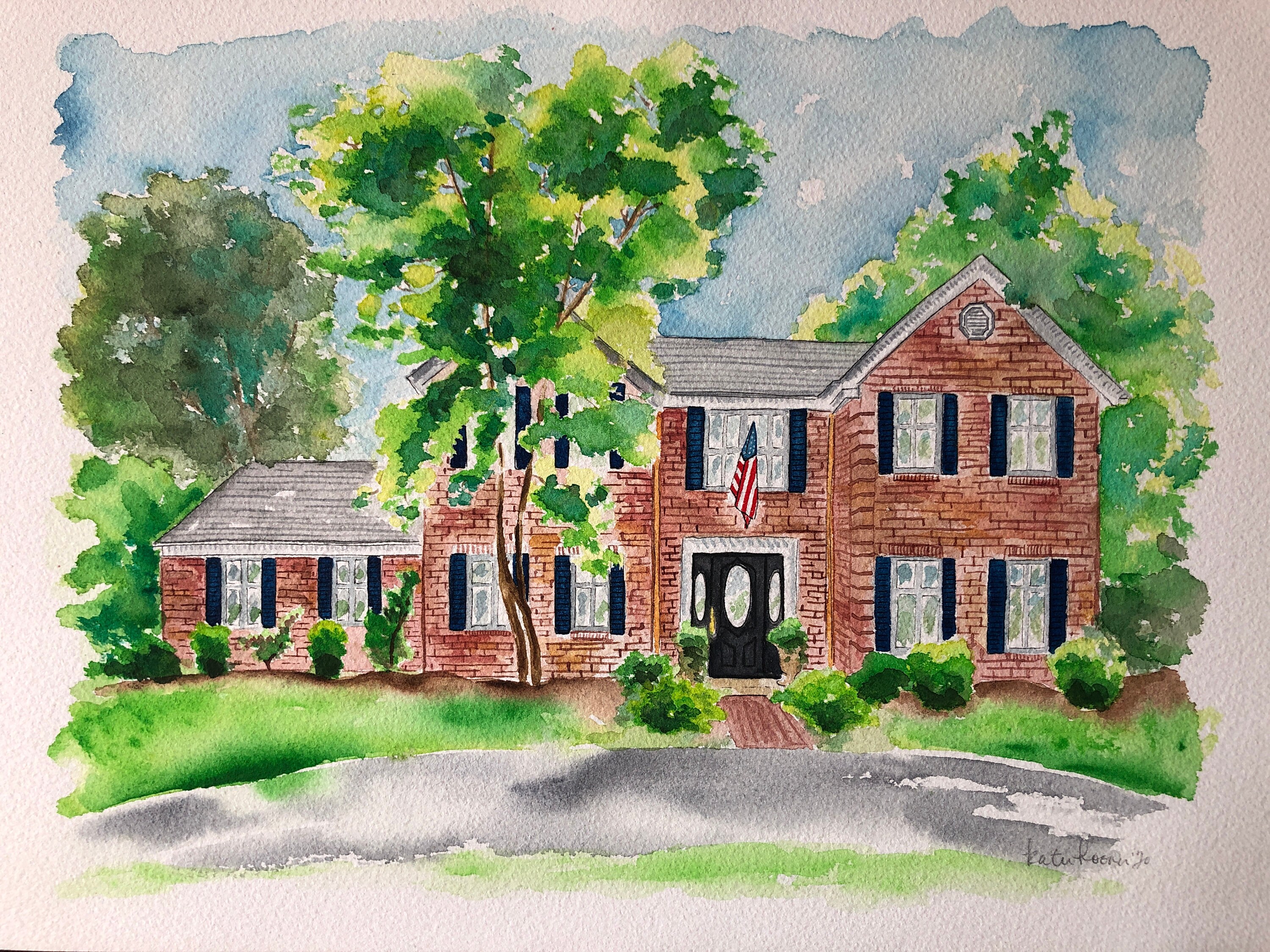 Hand painted house portrait Custom building portrait | Etsy