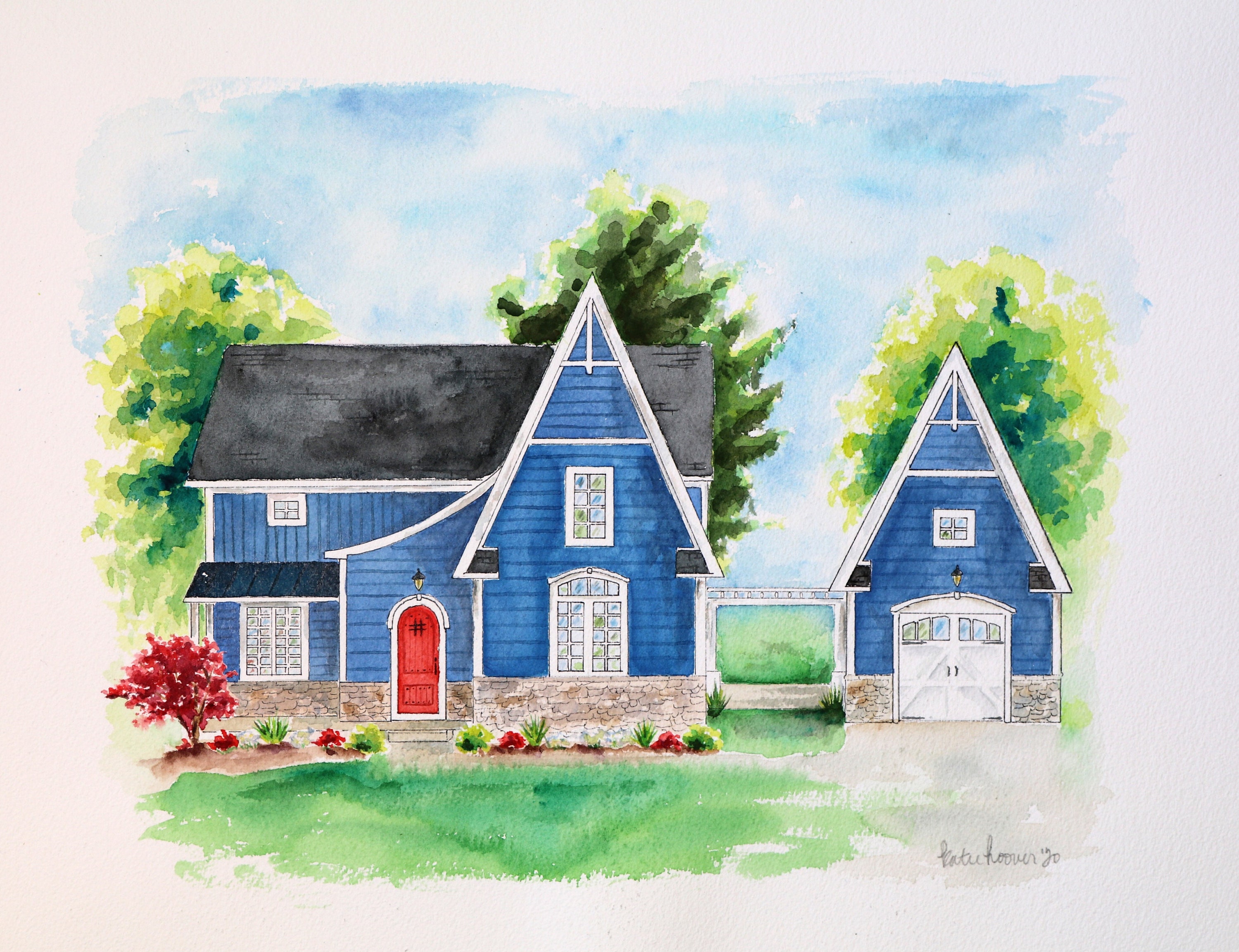 Hand painted house portrait Custom building portrait | Etsy