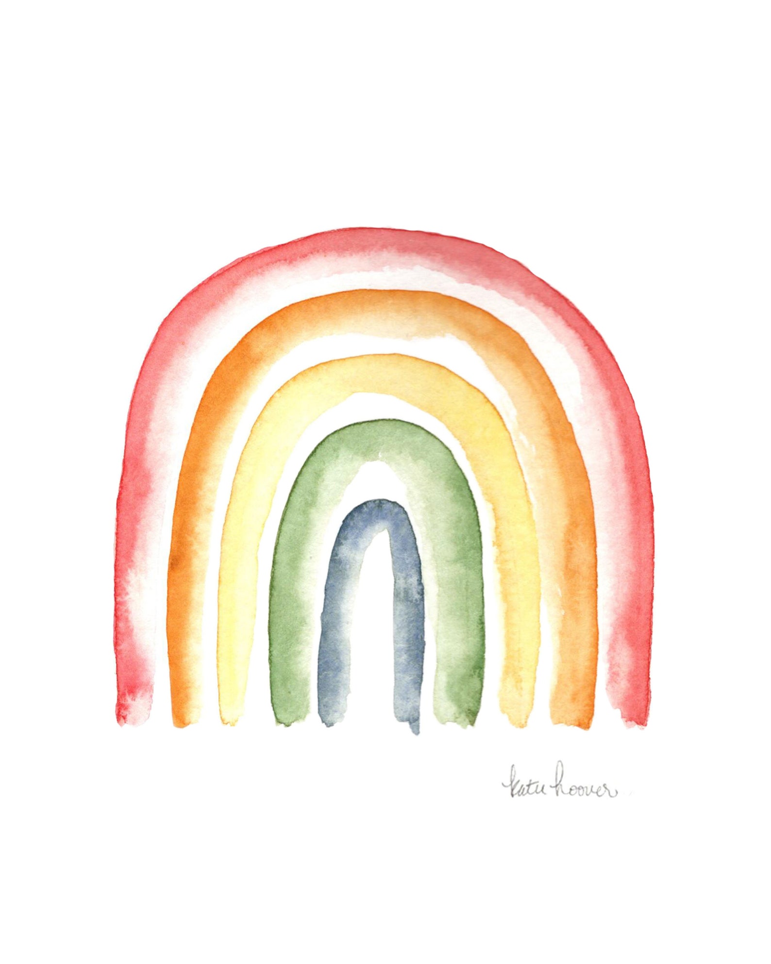 Rainbow Watercolor Muted Rainbow Art Print Neutral Rainbow Etsy