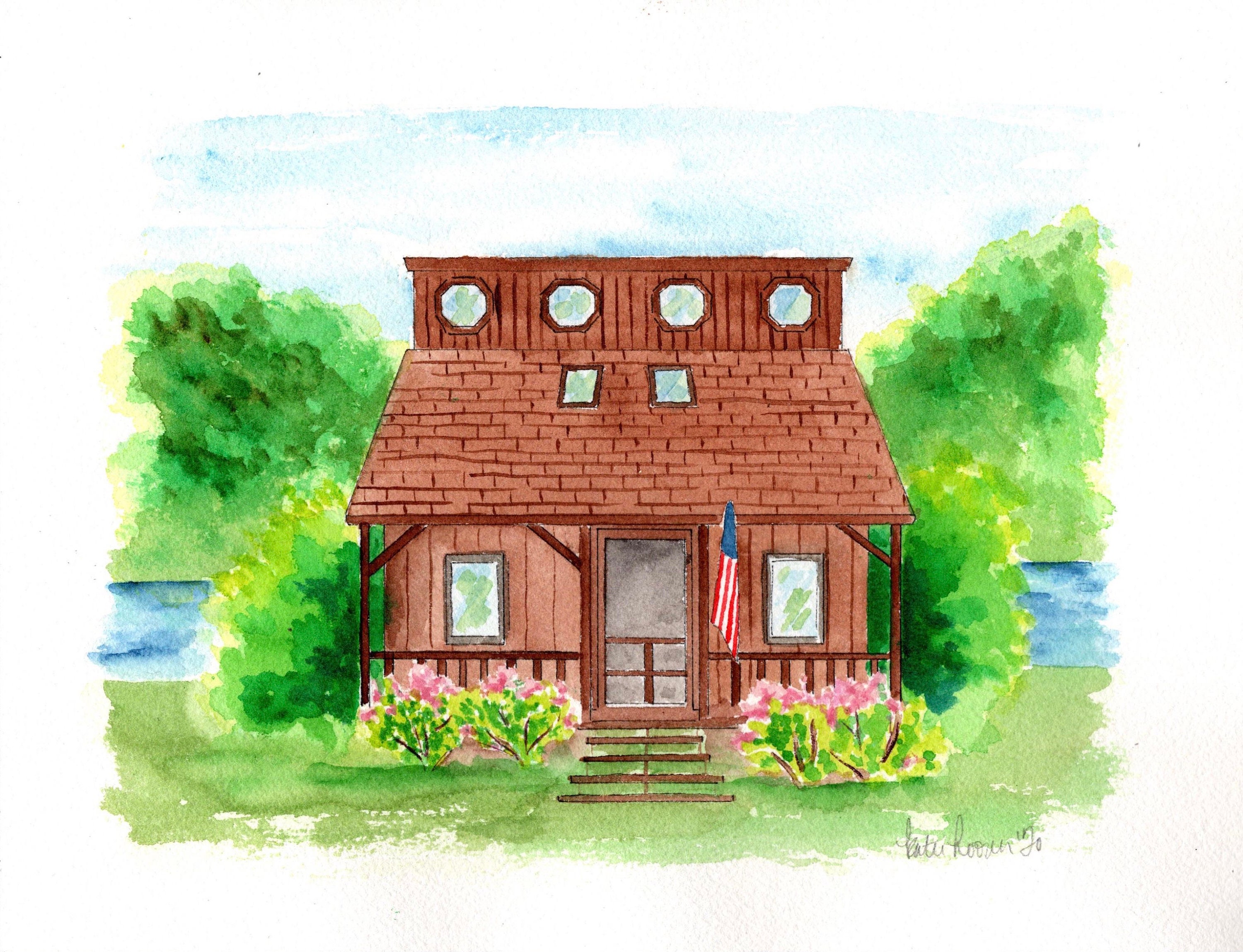 Hand painted house portrait Custom building portrait | Etsy