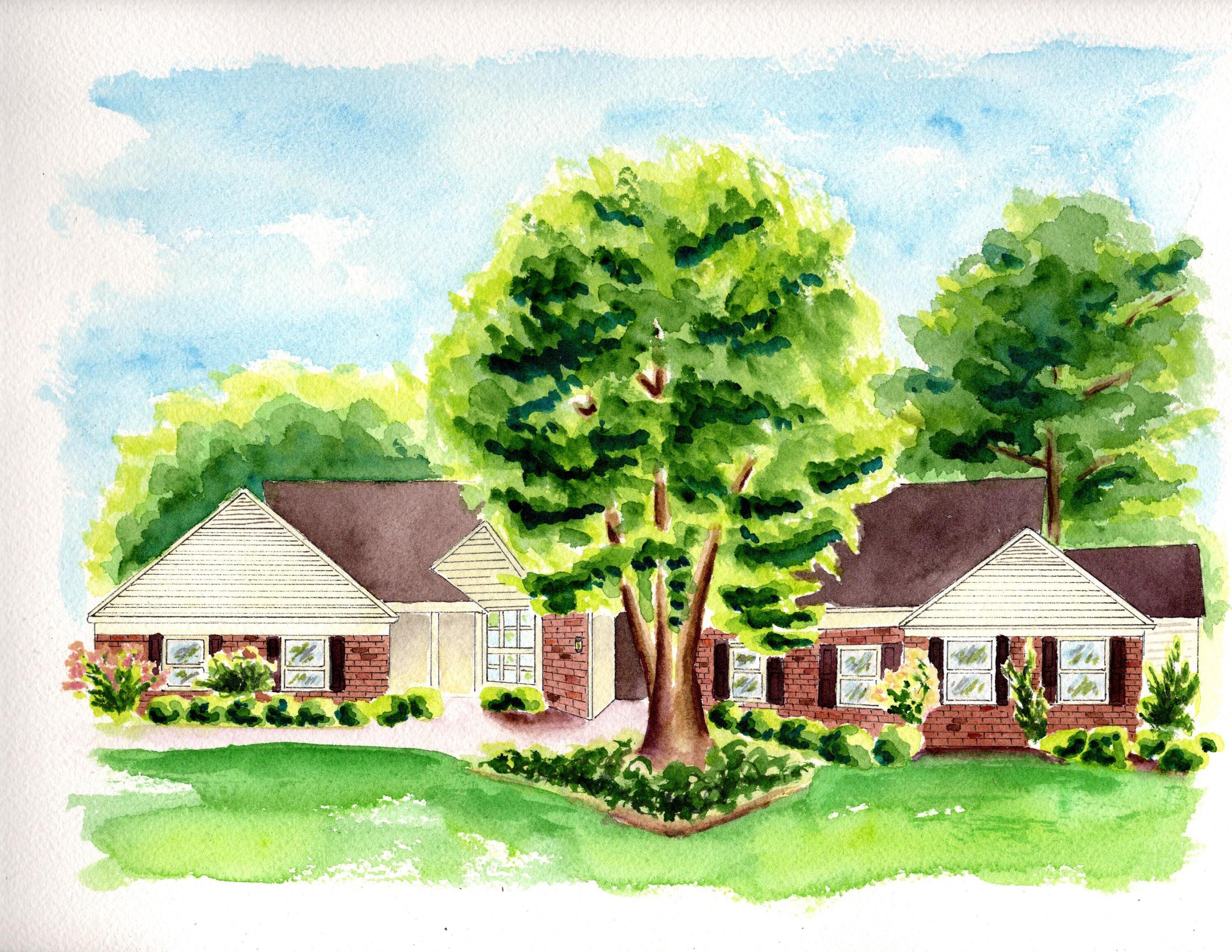 Hand painted house portrait Custom building portrait | Etsy