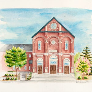 Monastery Event Center PRINT, Cincinnati artwork, Wedding Venue Art, Custom building portrait, Landscape Watercolor, Cincinnati watercolor