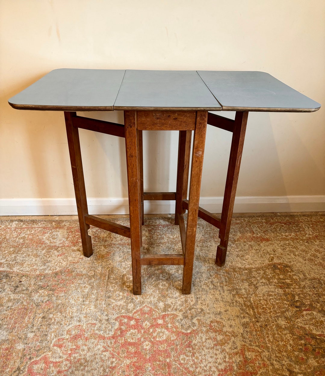 Vintage Formica Drop Leaf Kitchen Table Blue Formica Table Extending Dining Table Mid Century ...