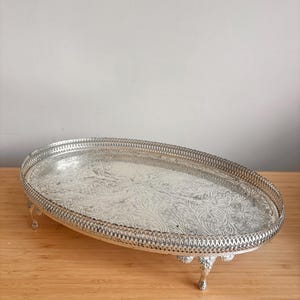 Stunning Vintage Stainless Steel Silver Serving Tray