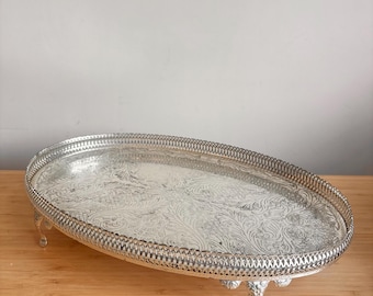 Stunning Vintage Stainless Steel Silver Serving Tray