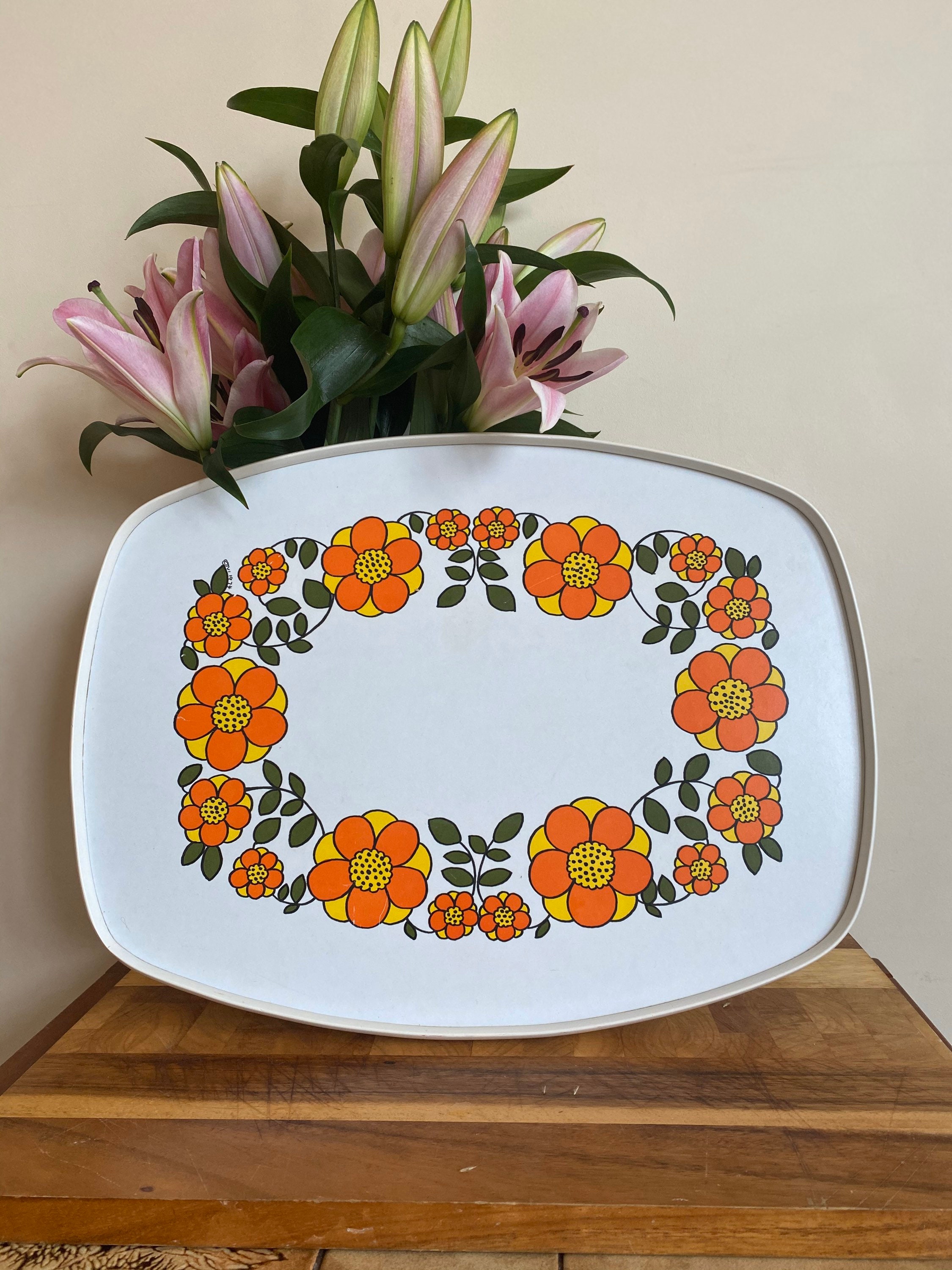 Vintage Melamine Tray Floral Decorative Tray 1970s Tray Etsy