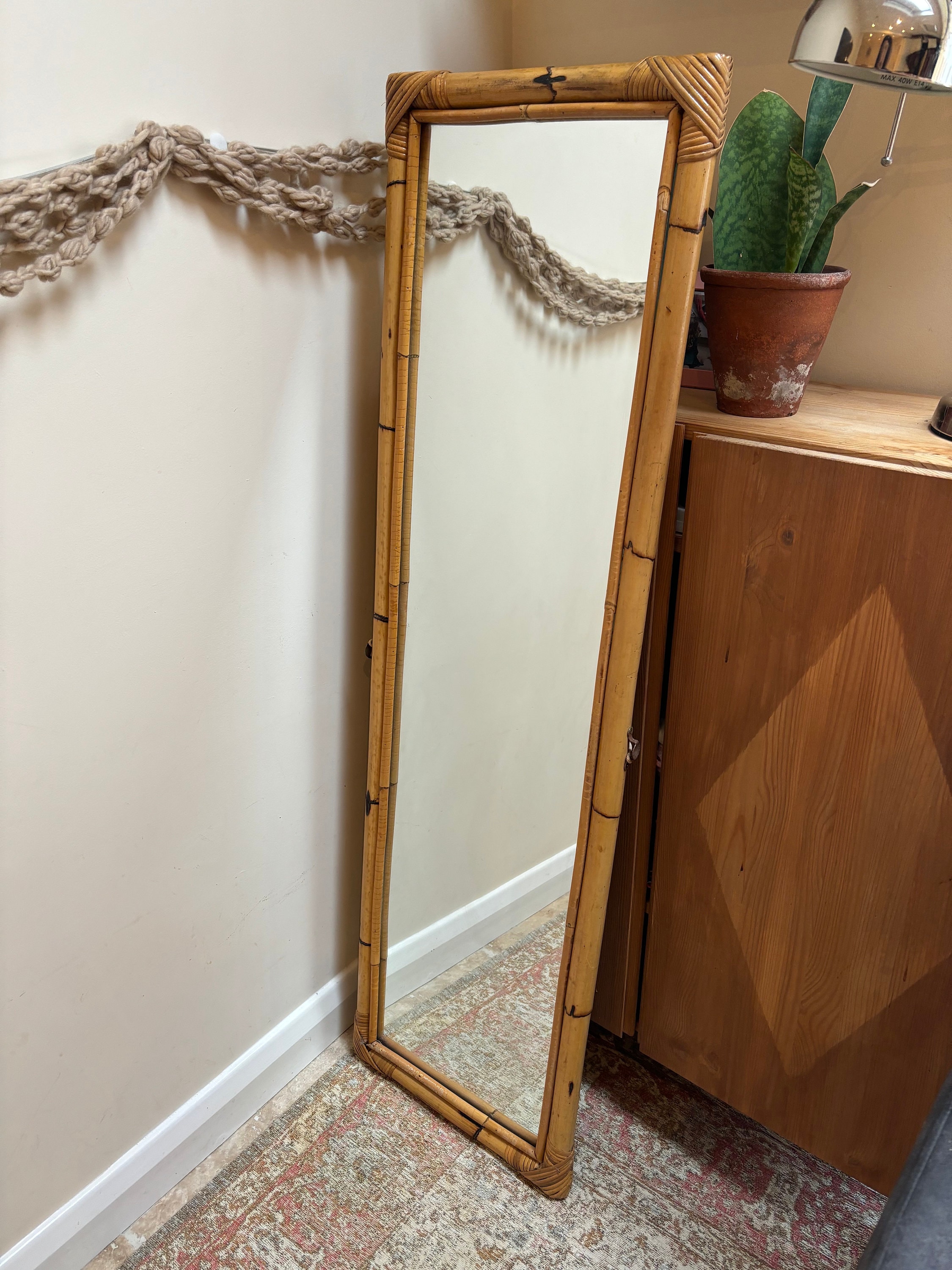 Full Length Bamboo Mirror | Vintage Bamboo Mirror | Vintage
