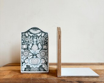 Paire de serre-livres vintage floraux de style William Morris | cadeau vintage | Serre-livres décoratifs | serre-livres vintage | Conception botanique | Floral