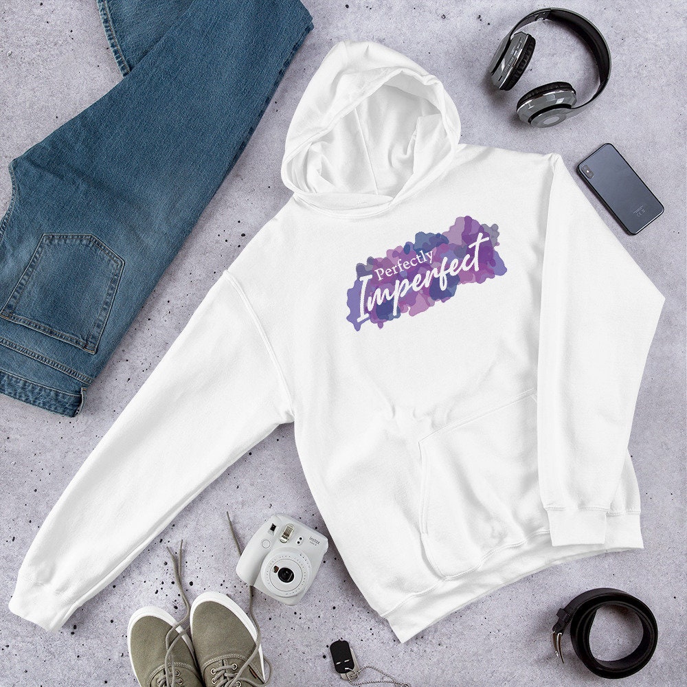 Perfectly Imperfect Unisex Hoodie in Pink or White 