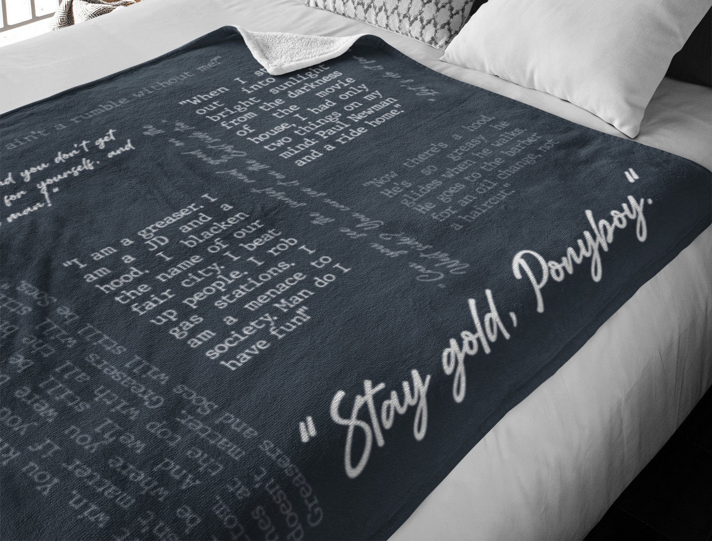 Outsiders Quotes - Stay Gold Ponyboy - Throw Blanket, image size:1440x1095