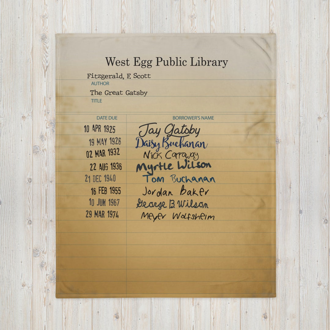 The Great Gatsby Library Card Throw Blanket - Etsy