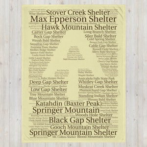 Appalachian Trail Shelters with AT Symbol - Throw Blanket 60x80 Inches