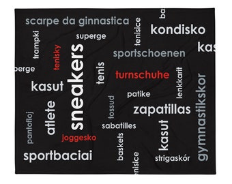 Sneakers - the Word in Various Languages - Throw Blanket