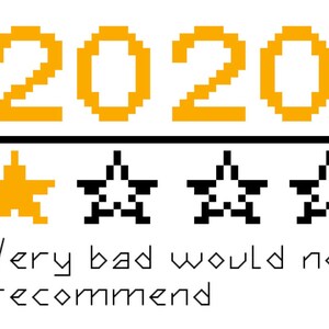 Puede incluir: Un 2020 amarillo con una línea negra debajo. Una estrella amarilla y cuatro estrellas negras están debajo de la línea. El texto "Very bad would not recommend" está debajo de las estrellas.