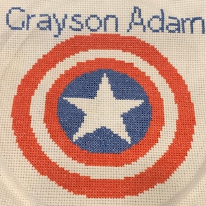 Captain America cross stitch shield - custom name options!