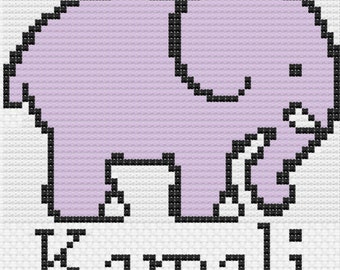 Easy elephant cross stitch - personalizable