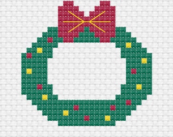 クリスマスリースのクロスステッチパターン